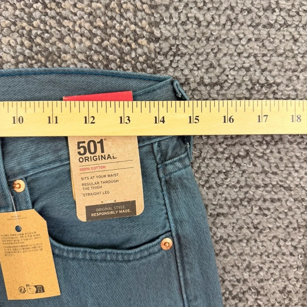 Levi's 501 Mens Original Fit Straight Leg Jeans Button Fly‎ Turquoise 29x30
